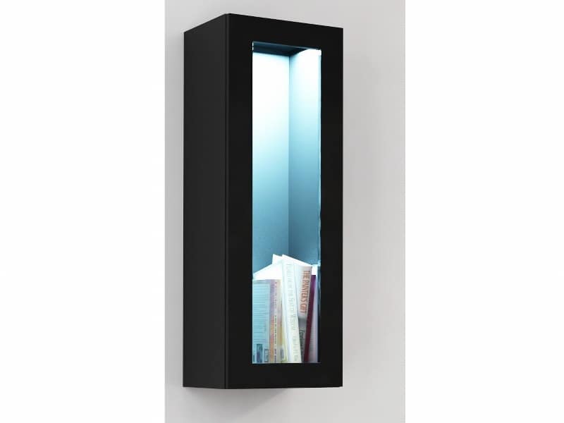 Závěsná vitrína "90" VIGO prosklená, černá/černý lesk