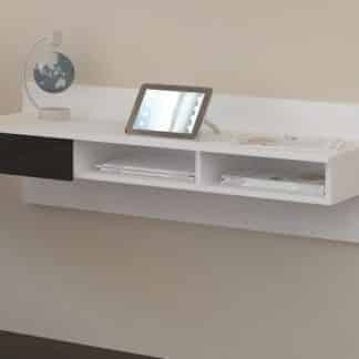 Designový psací stůl UNO, bílá/černý lesk