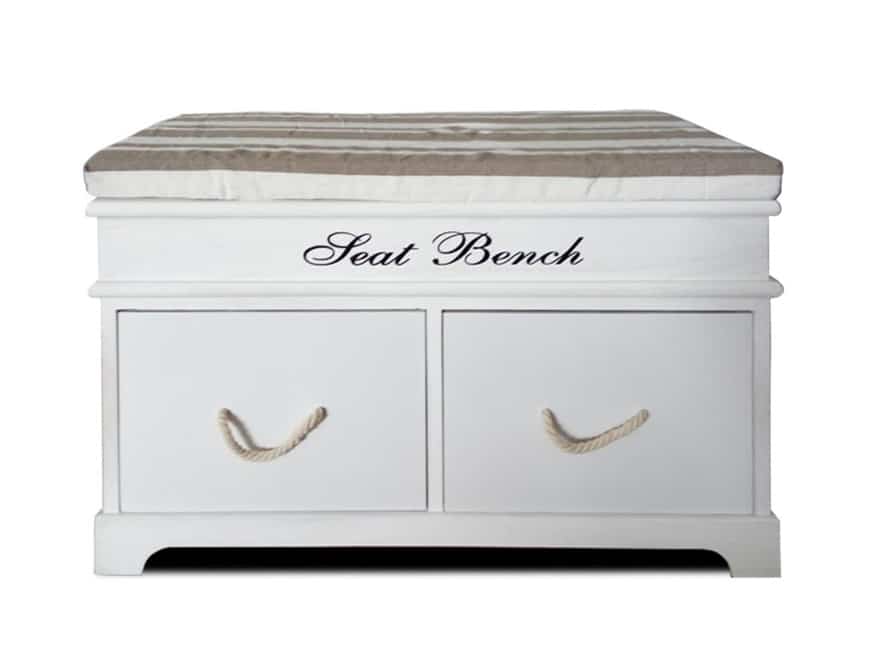 SEAT BENCH 1 NEW lavice s polštářem, bílá/hnědá
