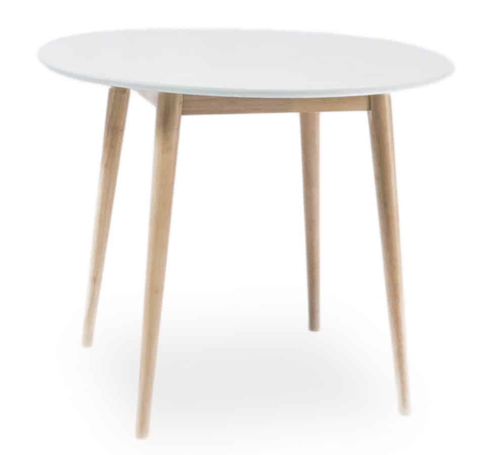 Jídelní stůl kulatý LARSON 90x90 cm, bílá/dub