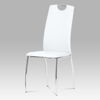 Jídelní židle DCL-419 WT, koženka bílá / chrom