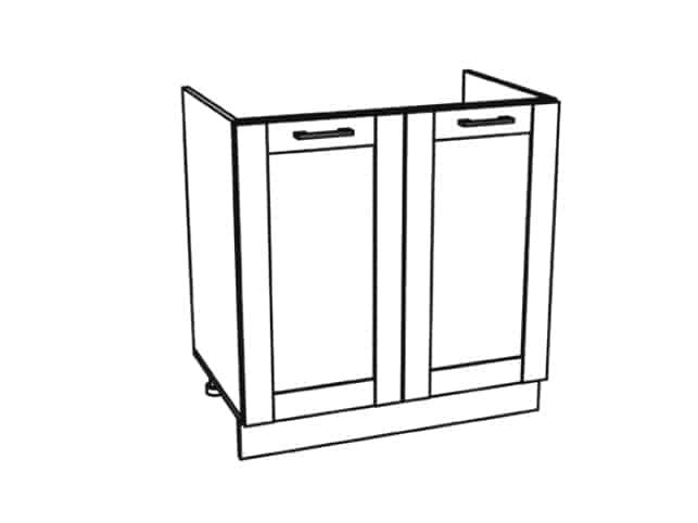 RIO dolní dřezová skříňka D80Z, korpus bílý mat, dvířka bílý lesk