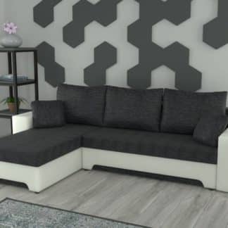 Rohová sedačka GALAXI univerzální, černá látka/bílá ekokůže