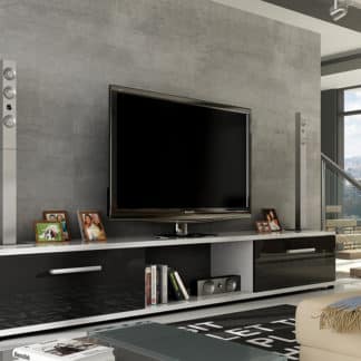 Televizní stolek MOLTON RTV, bílá/černý lesk