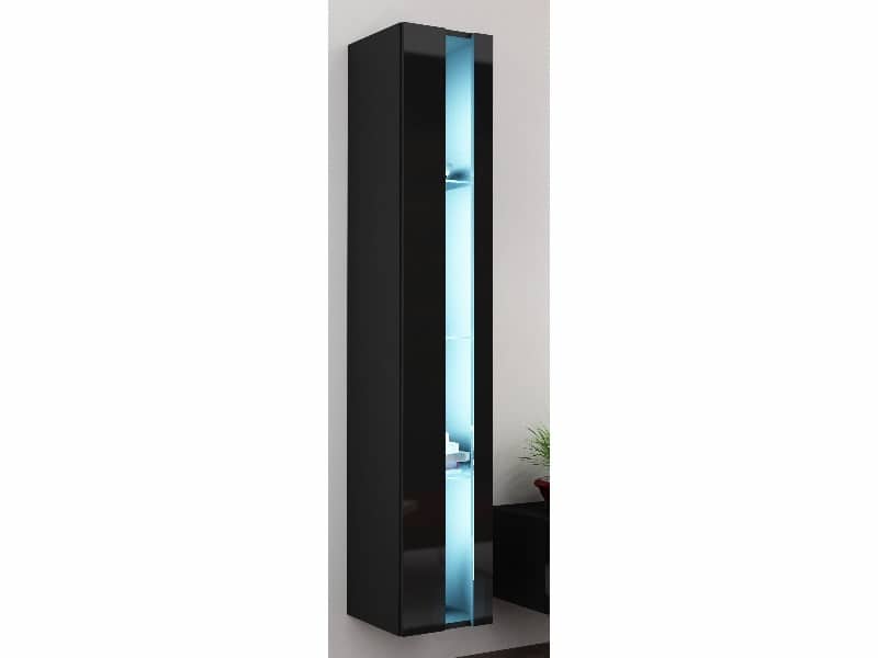 Závěsná vitrína VIGO NEW, černá/černý lesk