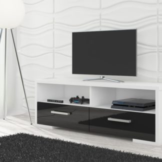TV stolek ROMA, bílá/černý lesk