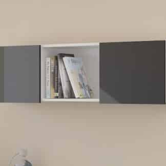 Závěsná skříňka UNO, bílá/černý lesk