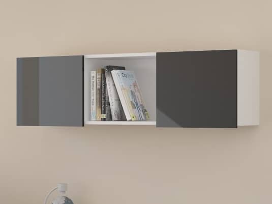 Závěsná skříňka UNO, bílá/černý lesk