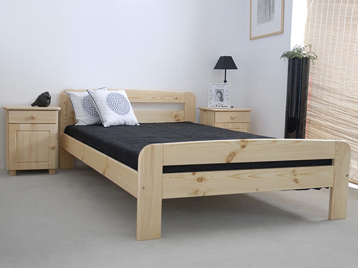 Postel KLAUDIA 160x200 cm s roštem, masiv borovice