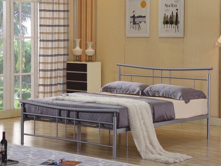 DORADO kovová postel s roštem 160x200 cm, stříbrný kov