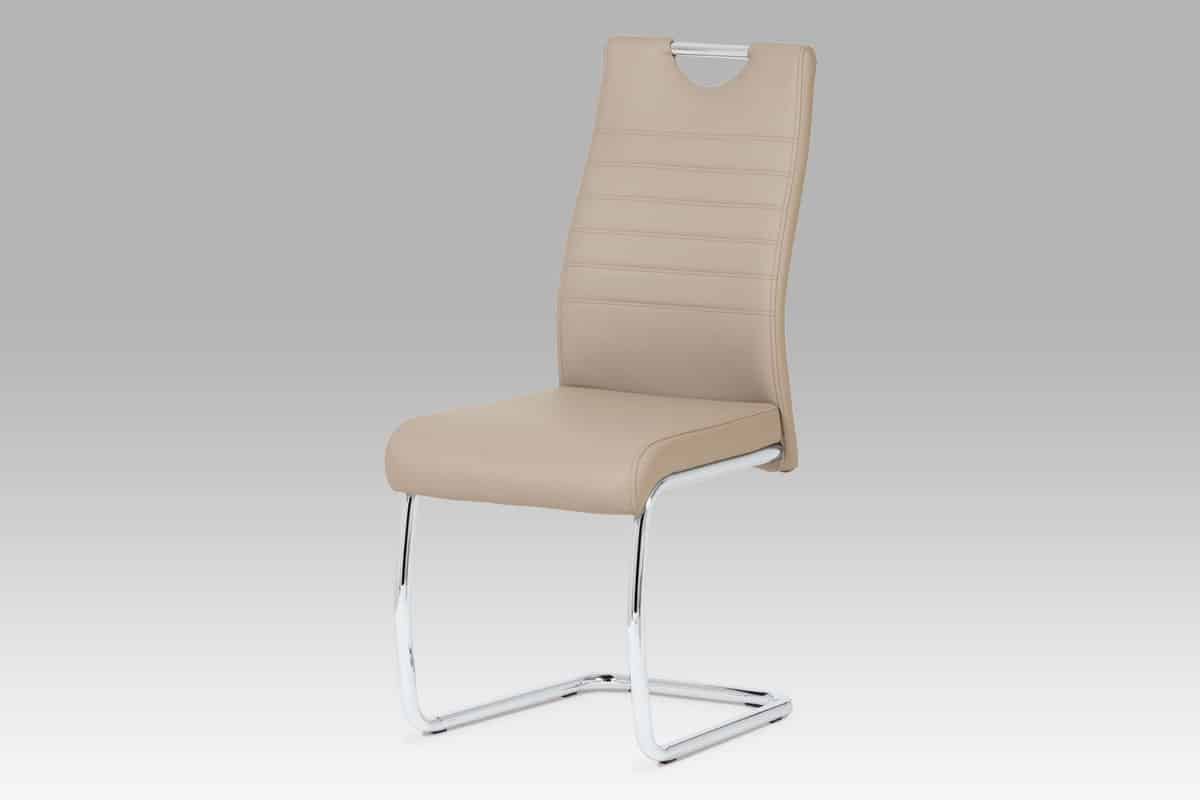 Jídelní židle, koženka cappuccino / chrom DCL-418 CAP