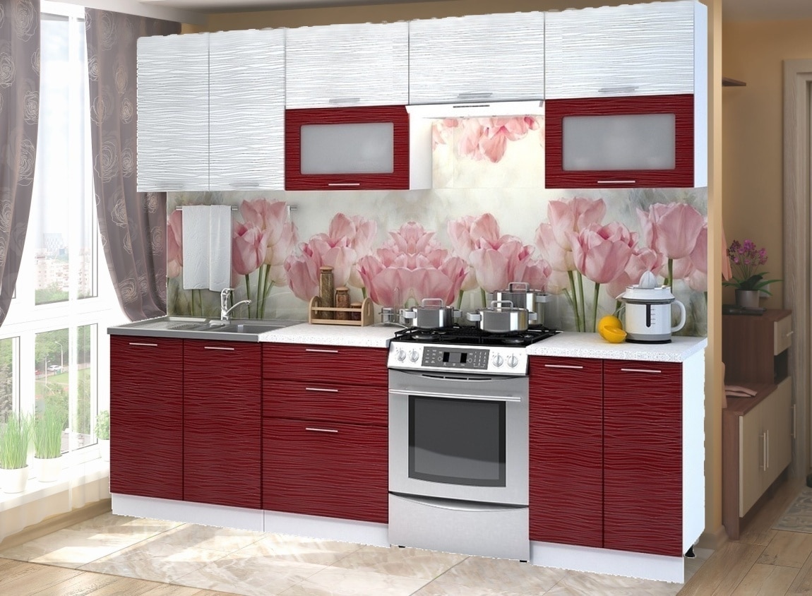Kuchyně VALERIA 200/260 cm červený + bílý lesk