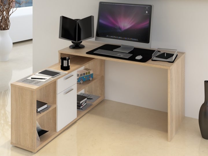 NOE psací stůl, dub sonoma/bílá