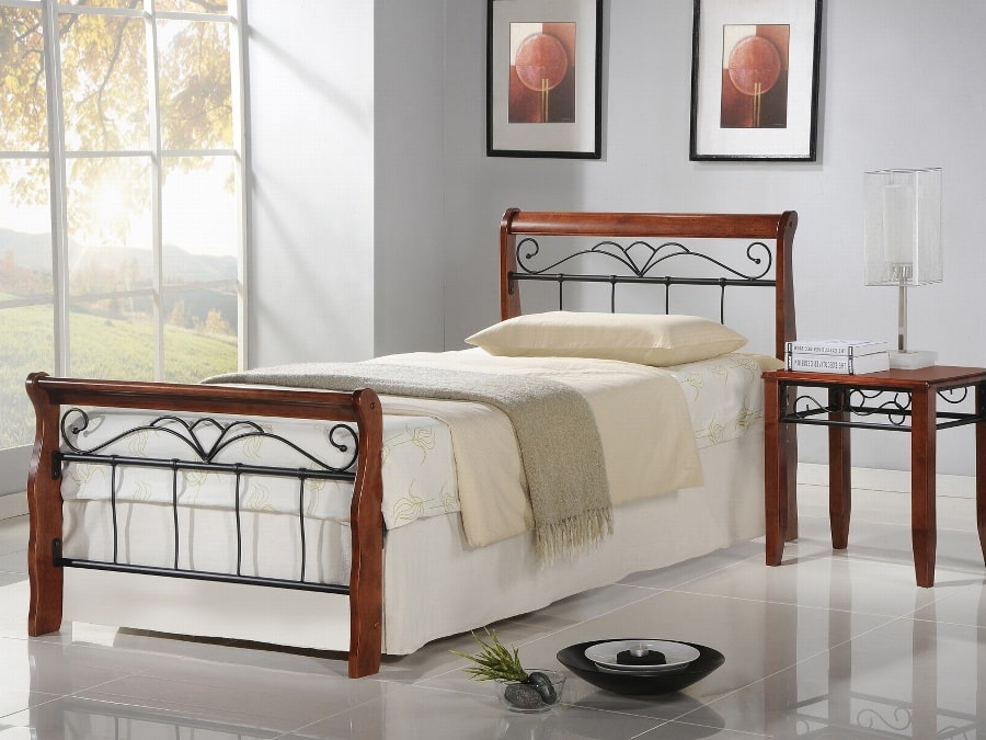 Postel VERONICA 90, třešeň antická/černá, masiv/kov