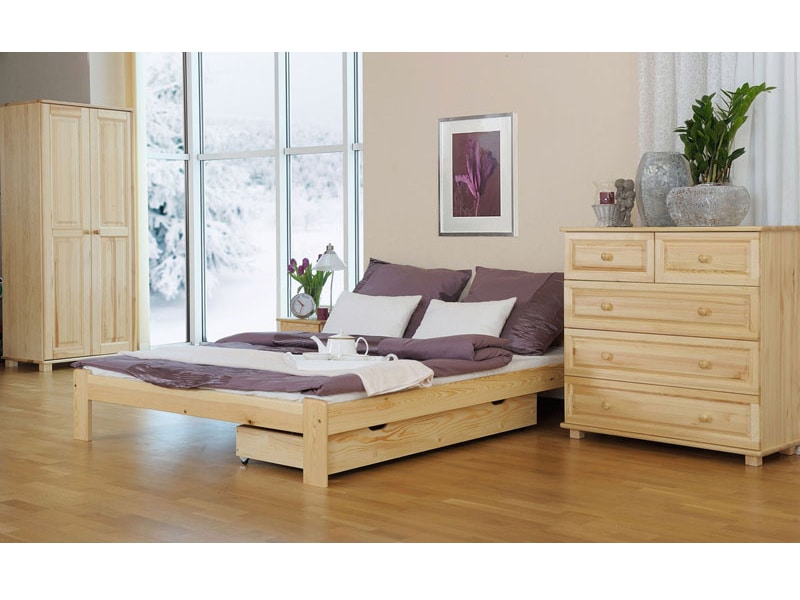 Postel CELINKA 140x200 cm s roštem, masiv borovice