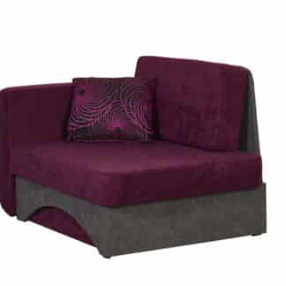 Křeslo rozkládací KUBÍK, levá, tmavě fialová látka/šedá látka