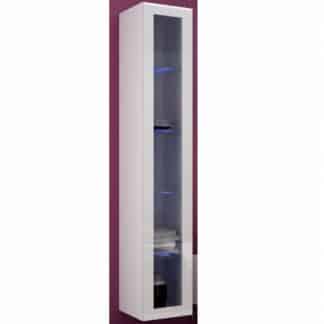 Závěsná prosklená vitrína VIGO 180 cm, bílá/bílý lesk