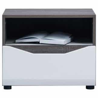 LI 13 - Noční stolek LIONEL LI 13, dub sonoma truflový/bílý lesk