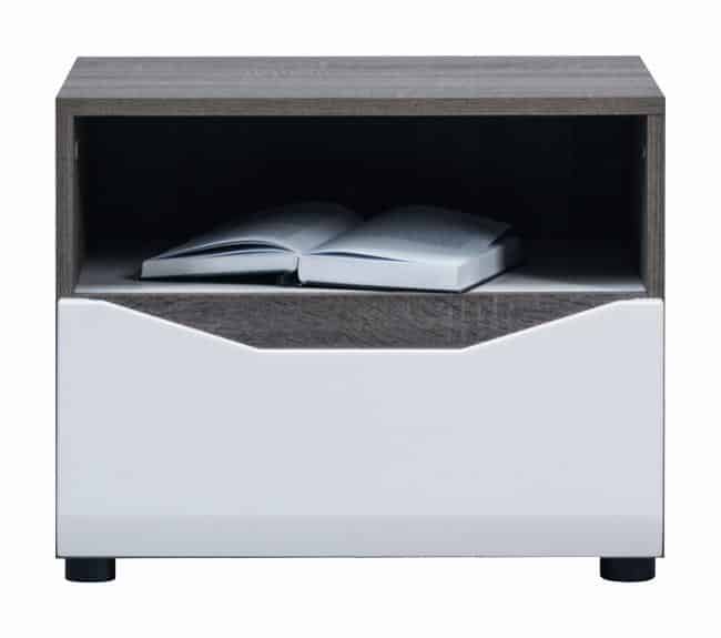 LI 13 - Noční stolek LIONEL LI 13, dub sonoma truflový/bílý lesk