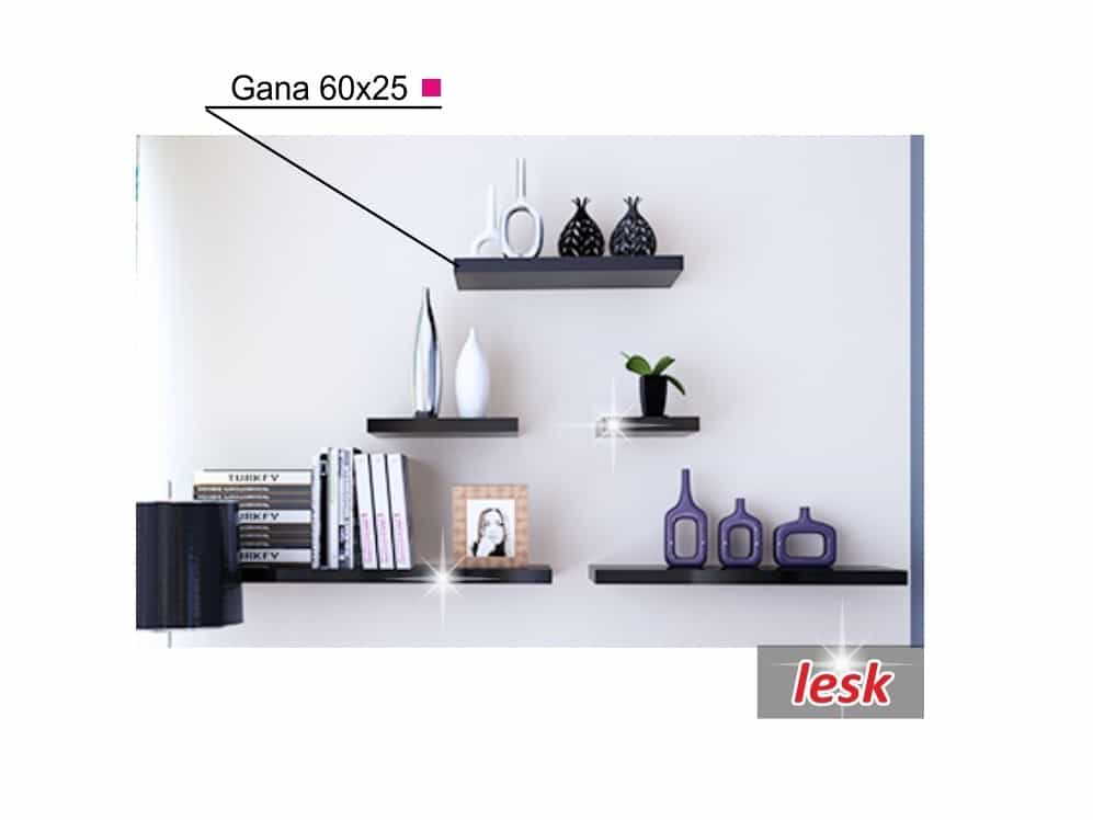 GANA police 60x25 cm, černý lesk