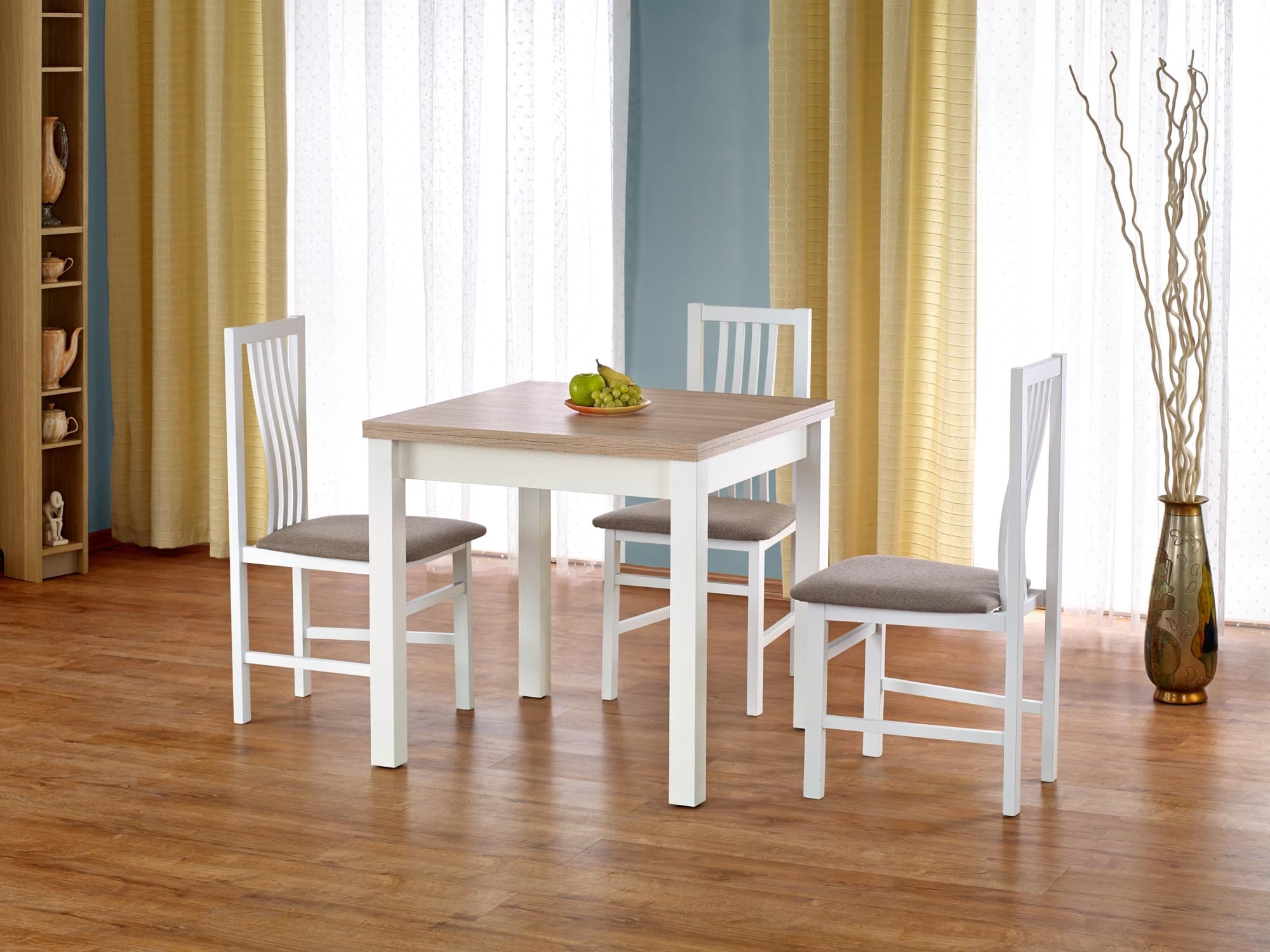 Jídelní stůl rozkládací GRACJAN, dub sonoma/bílá