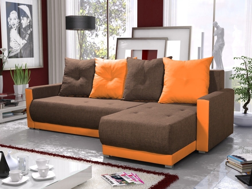 Rohová sedačka INSIGNIA BIS 19, hnědá/oranžová