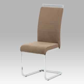 Jídelní židle lanýžová látka + hnědá koženka / chrom DCL-966 LAN2