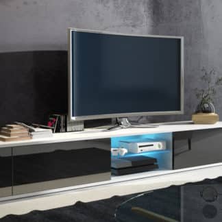 TV stolek HIT, bílá/černý lesk