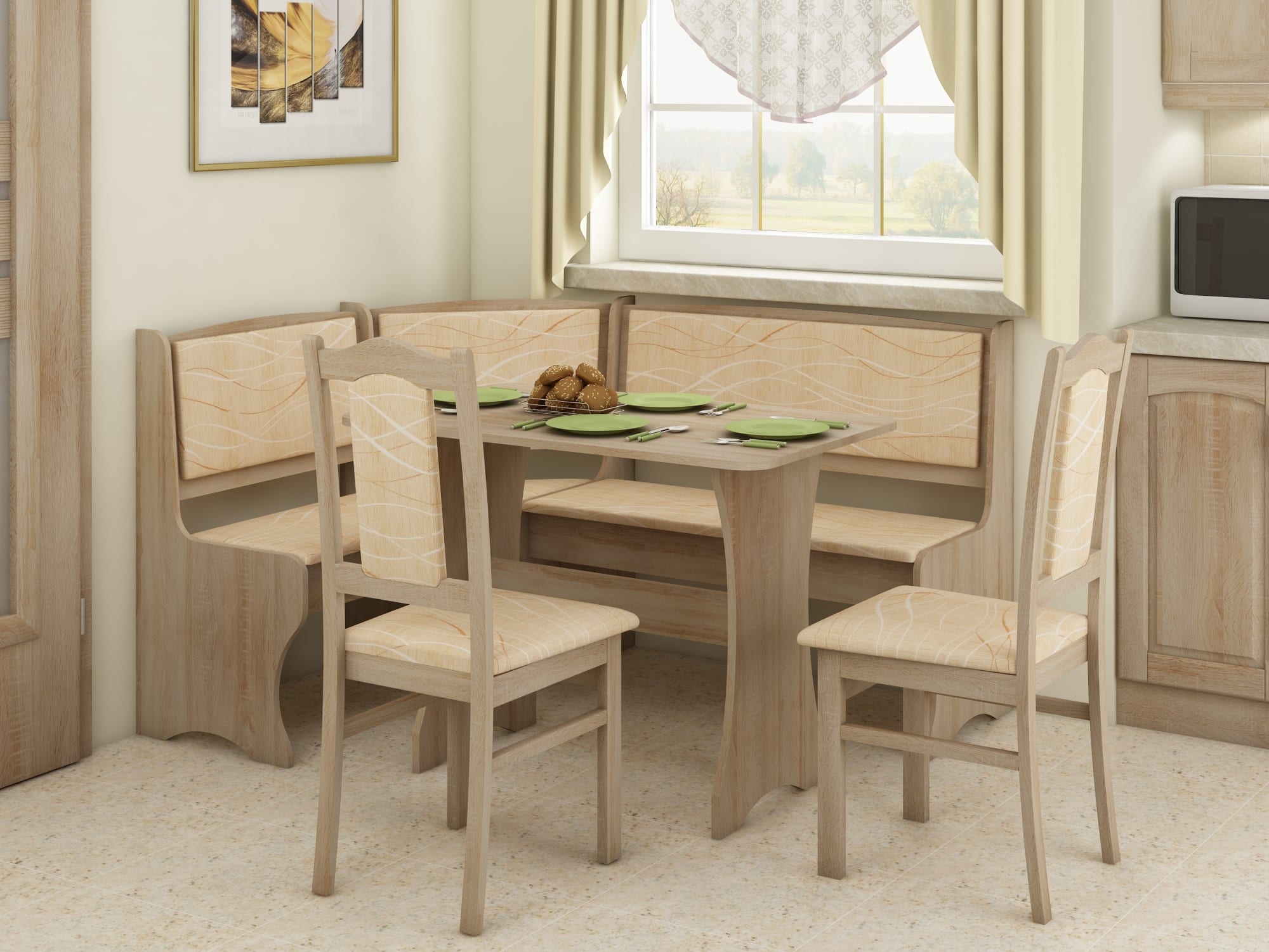 Jídelní rohový set se židlemi A, dub sonoma