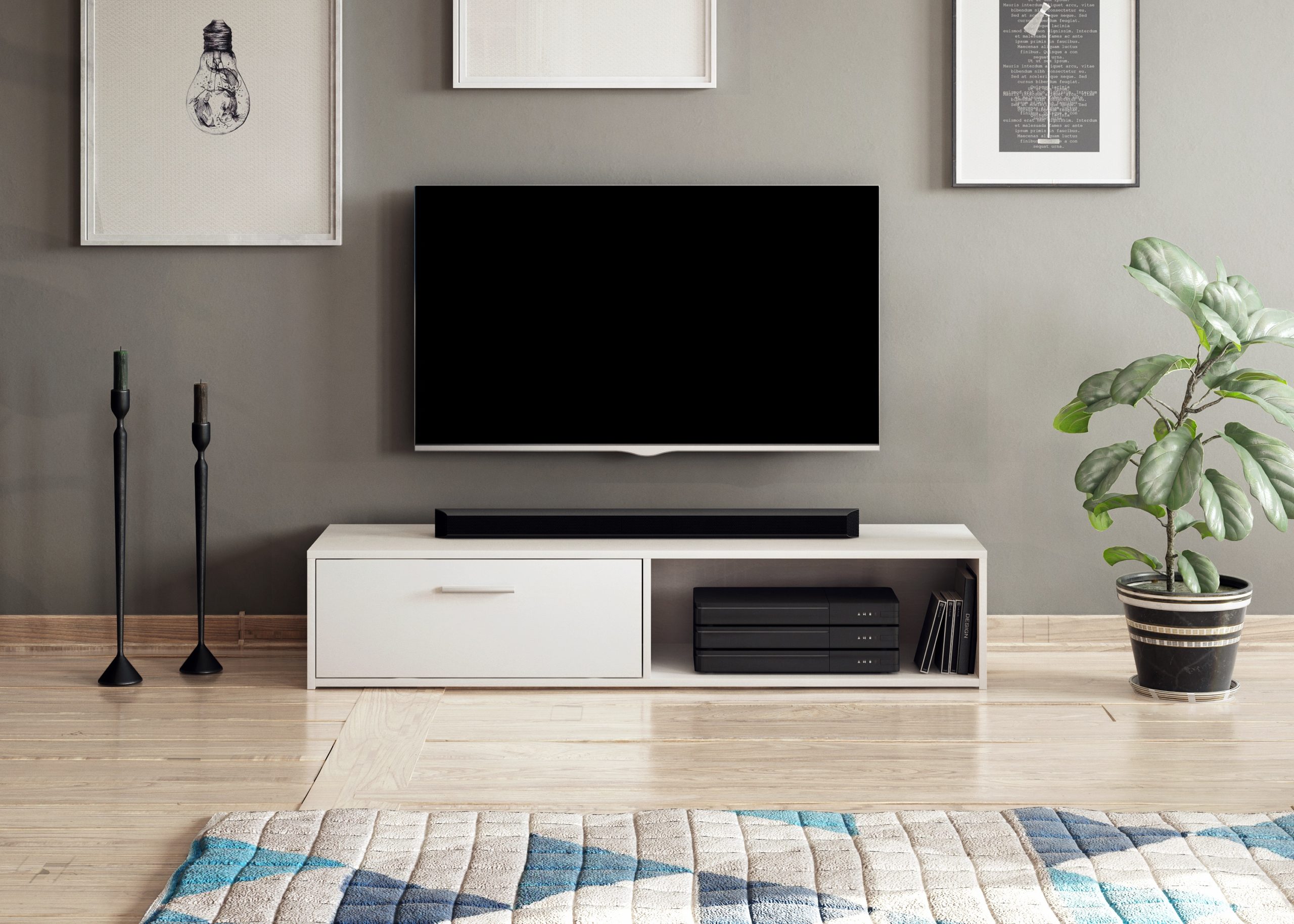 Televizní stolek SIMPLE, bílý mat