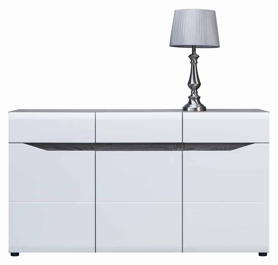 LI 3 - Komoda LIONEL LI 3, dub sonoma truflový/bílý lesk