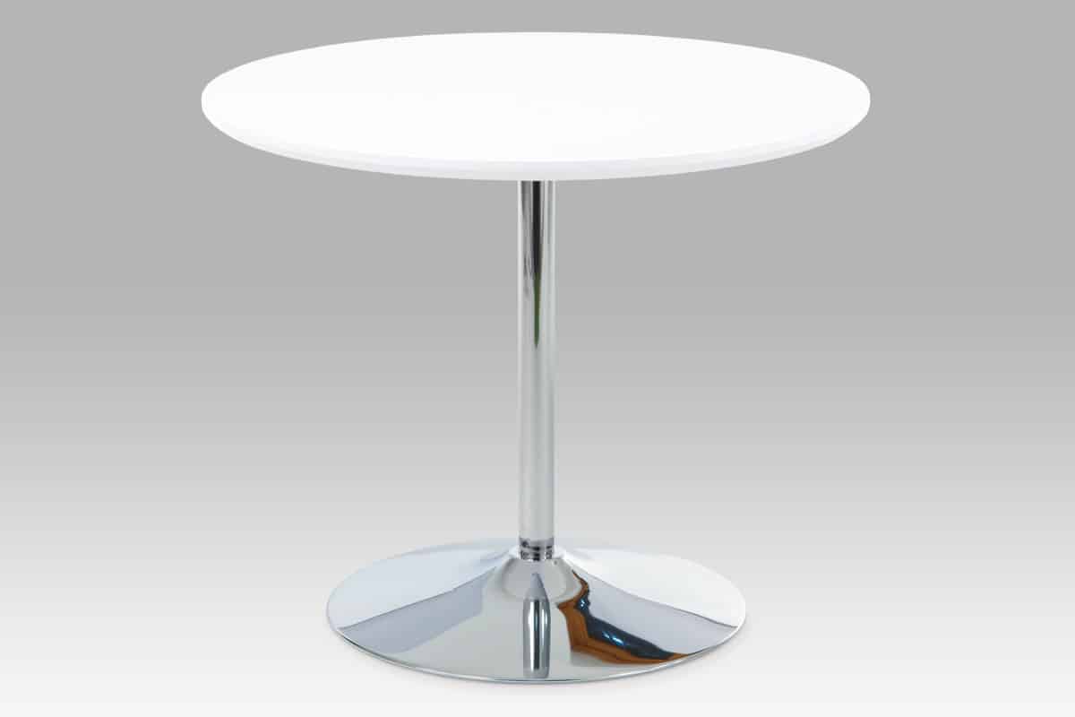 Jídelní stůl AT-1901 WT, vysoký lesk bílý/chrom