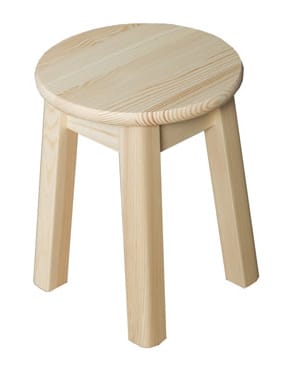 Stolička kulatá nr.4, masiv borovice, moření: ...