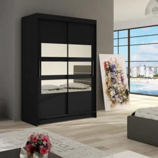 Šatní skříň MIAMII V, černý mat/zrcadlo