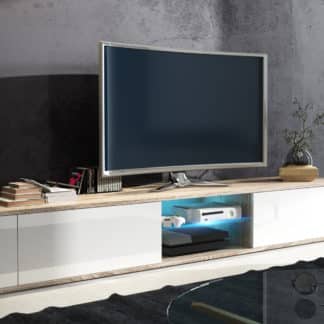 TV stolek HIT, dub sonoma/bílý lesk