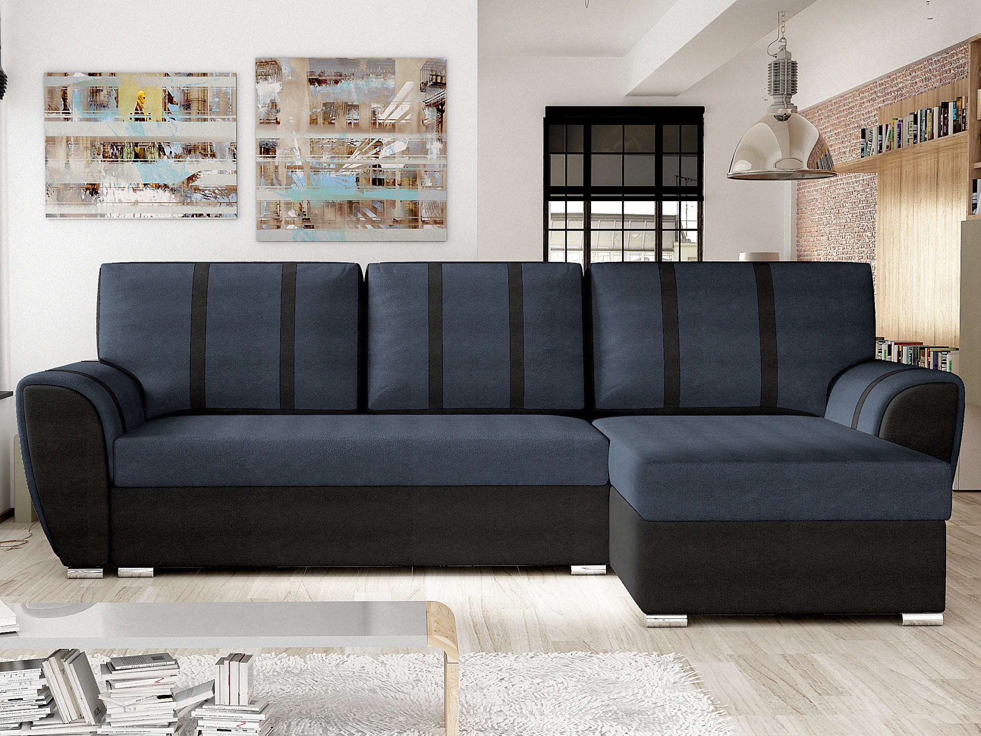 Rohová sedačka IRIS univerzální, šedá látka/černá látka