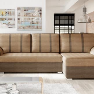 Rohová sedačka IRIS univerzální, béžová látka/hnědá látka