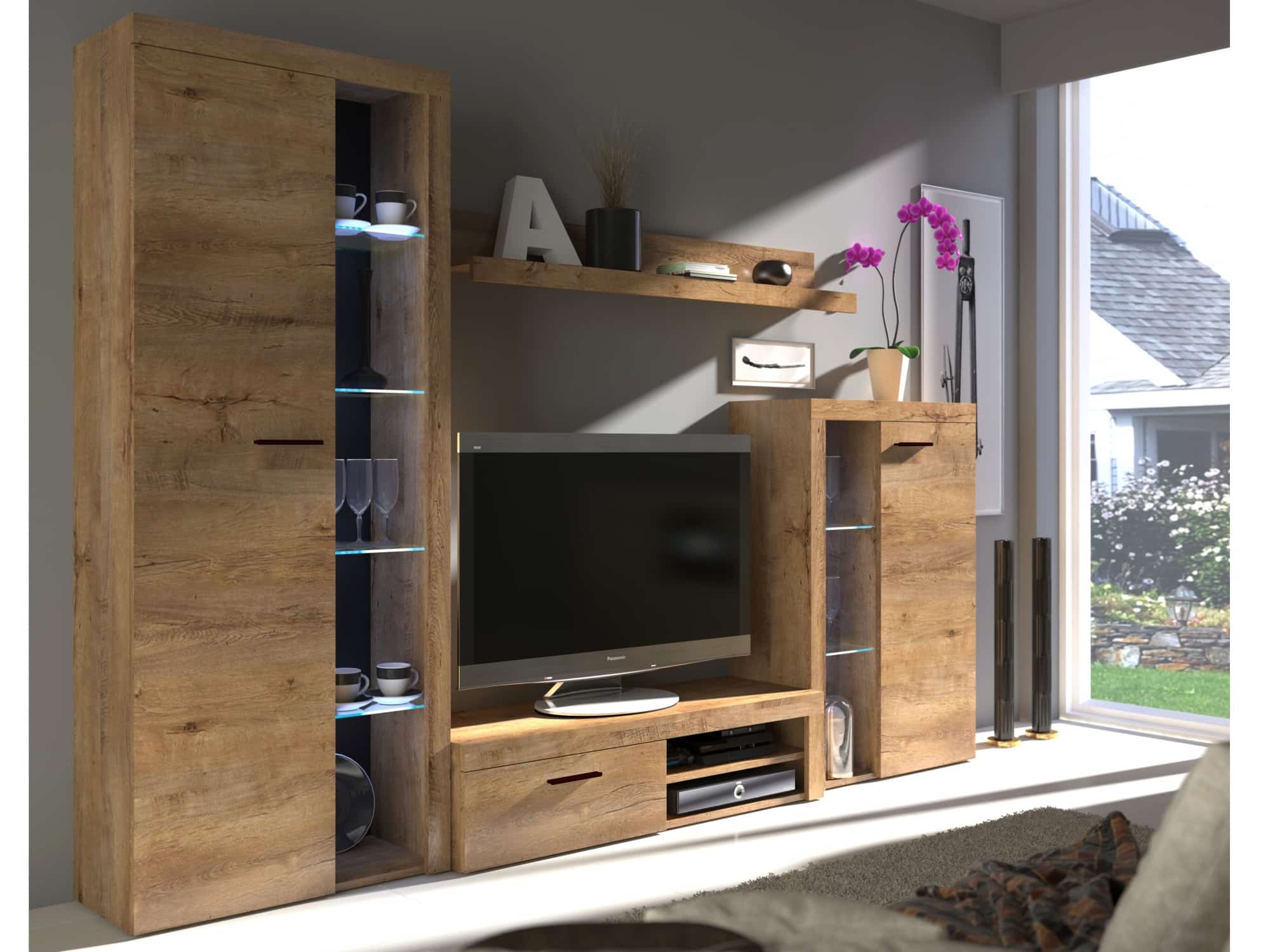 Obývací stěna RUMBA, dub lefkas