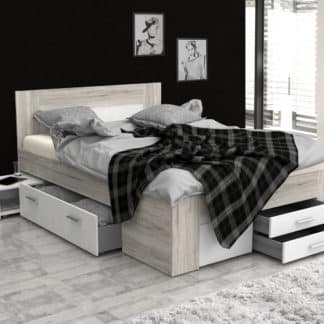 UDINE postel UDNL141, 140x200 cm, dub pískový/bílá