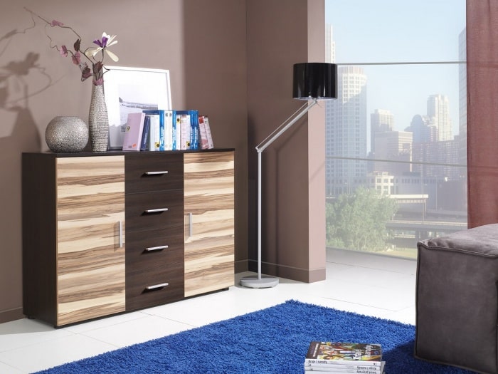 Komoda UNI/CAMA, wenge/ořech baltimore