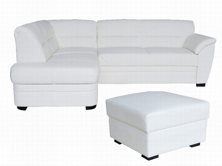 Kožená rohová sedačka NEVADA, bílá - kůže B-1, levá