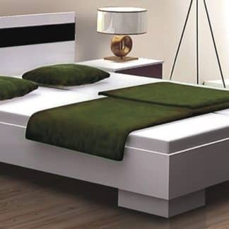 DUBAJ, postel 160x200 cm, bílá/černé sklo