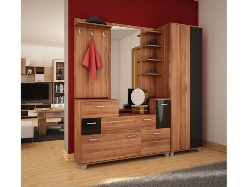 Předsíň se skříní GRAND, švestka/černý lesk