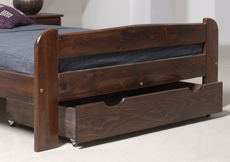 Úložný prostor pod postel 98 cm, masiv borovice/moření ořech