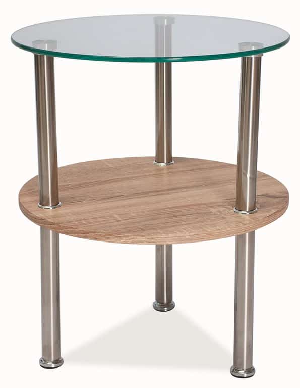 Konferenční stolek IVET, sklo/dub/kov