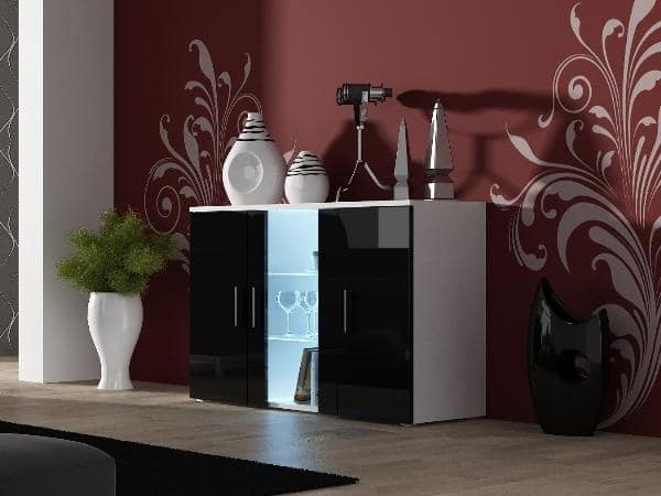 SOHO, komoda S-7, bílý mat/černý lesk