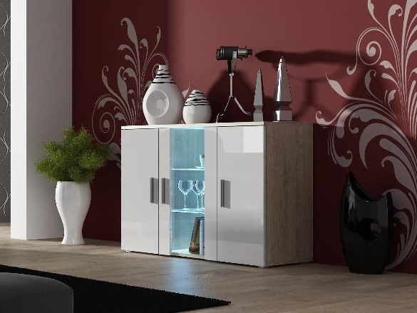 SOHO, komoda S-7, dub sonoma/bílý lesk