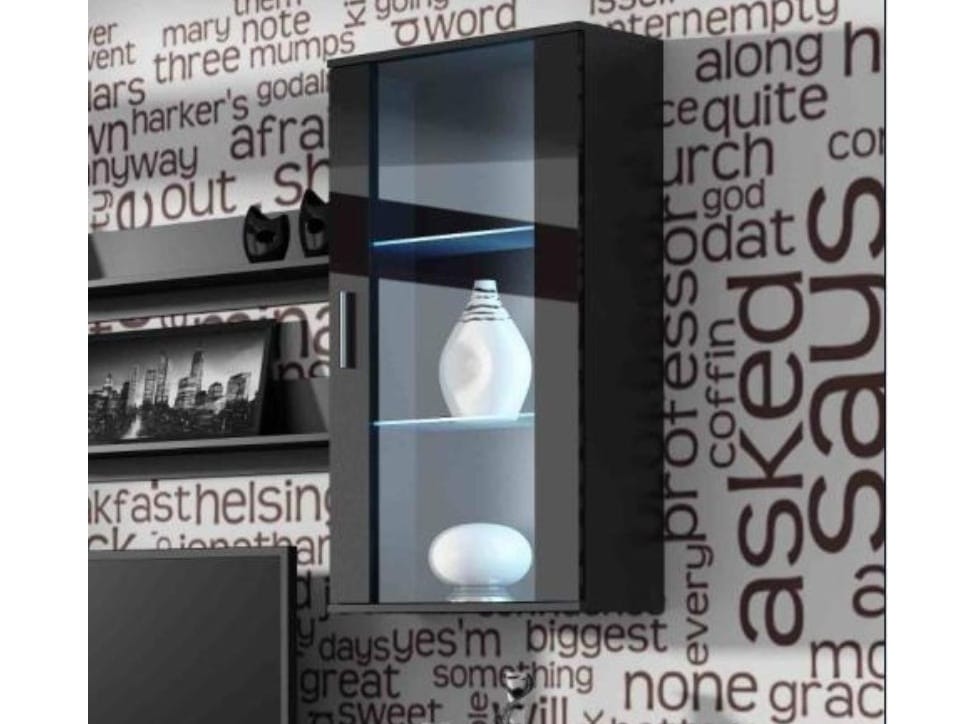 SOHO, závěsná vitrína S-2, černý mat/černý lesk