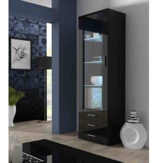 SOHO, vitrína vysoká S-1, černý mat/černý lesk