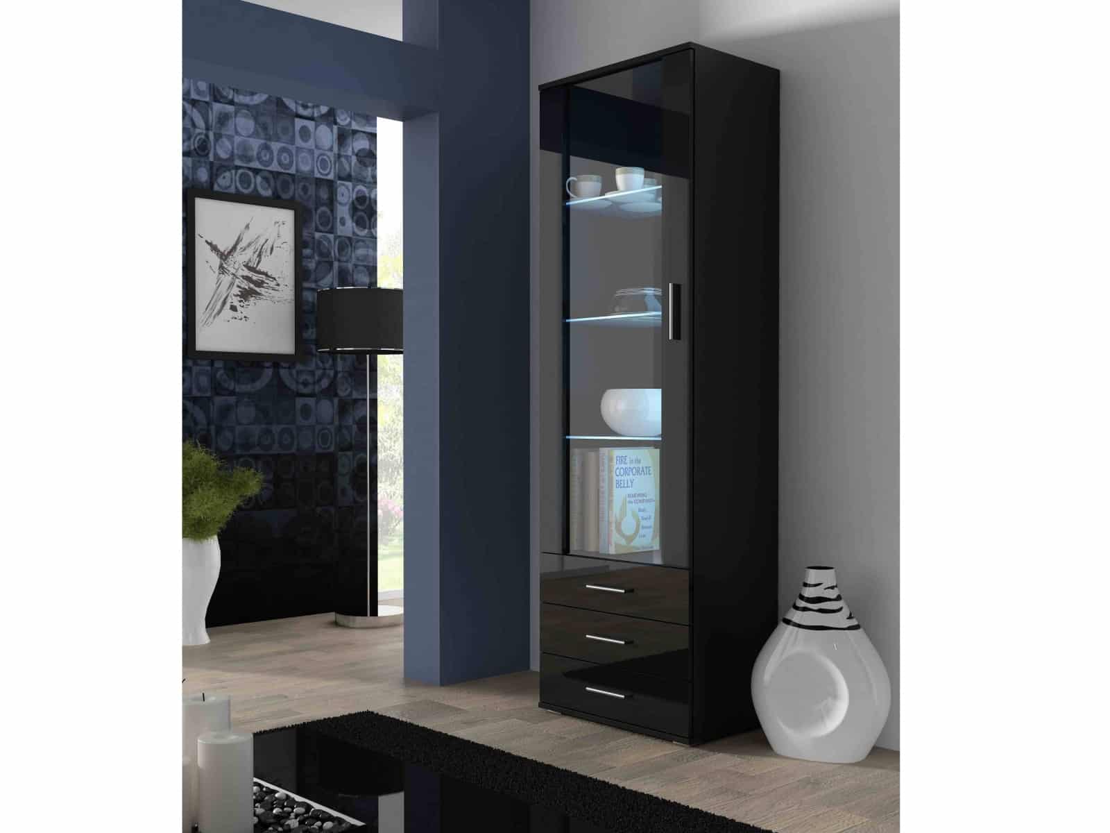 SOHO, vitrína vysoká S-1, černý mat/černý lesk